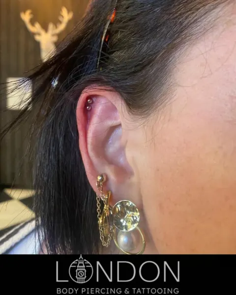 Helix with statement lobe jewellery, by Chandre Louw