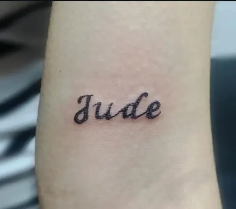 Name in script tattoo, by Kayla Grimwood
